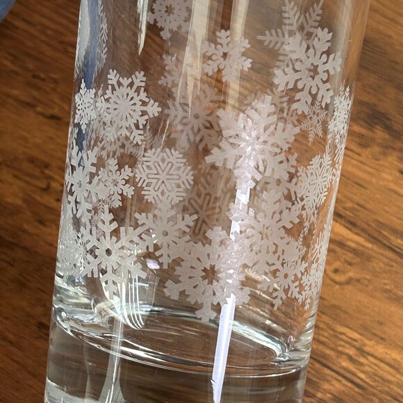 Jack Daniels Old No 7 Brand Highball Glass Etched Snowflakes Winter Set of 2 - Picture 4 of 7